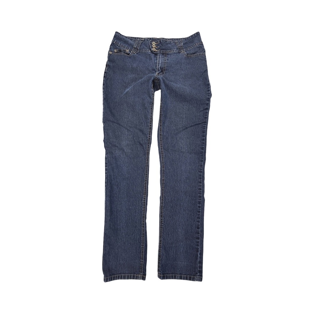 Vintage Y2K Angels Jeans Size 10 Dark Wash Skinny Triple Button Mid Rise Denim